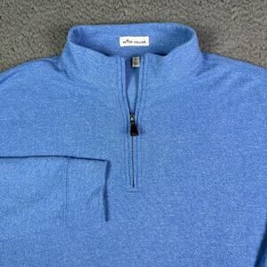 Peter Millar 1/4 Zip Pullover Mens L Blue Golf Melange Tri-blend Sweater MF19K36